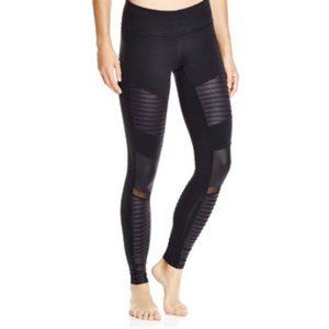 ALO Yoga Moto Texture Legging in Black Glossy